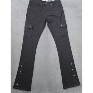 Legendary Status Cargo Pants Women Sz 10-12 Black New Slim Flare Snap Button Leg